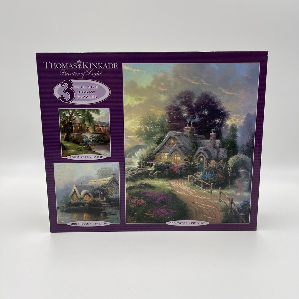 Thomas Kinkade NEW 3‎ Jigsaw Puzzles, Painter Of Light 500, 300, 100 Pieces